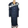 Giovanna Signature Polyester Skirt Suit Scarf Size 18 Blue White Ruffle 2PC