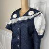 Giovanna Signature Polyester Skirt Suit Scarf Size 18 Blue White Ruffle 2PC