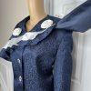 Giovanna Signature Polyester Skirt Suit Scarf Size 18 Blue White Ruffle 2PC