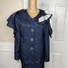Giovanna Signature Polyester Skirt Suit Scarf Size 18 Blue White Ruffle 2PC