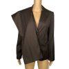 Sharagano Polyester Rayon Pant Suit Side 6 Brown Striped Notch Collar 2PC New
