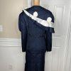 Giovanna Signature Polyester Skirt Suit Scarf Size 18 Blue White Ruffle 2PC