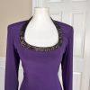 OLEG CASSINI BLACKTIE Beaded Purple Open Back Collarless Formal Dress Size 6