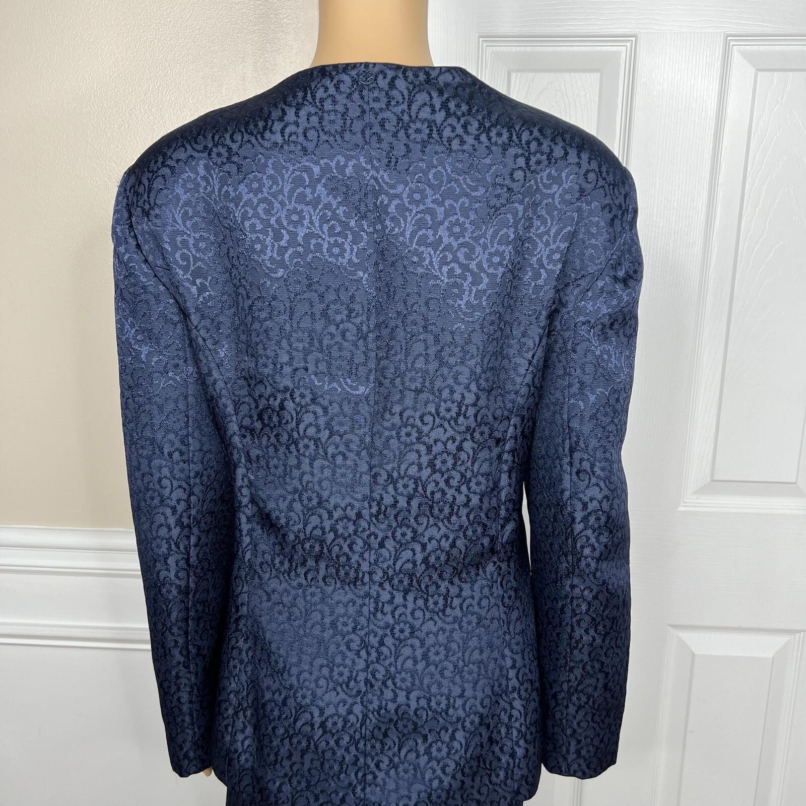 Giovanna Signature Polyester Skirt Suit Scarf Size 18 Blue White Ruffle 2PC
