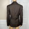 Sharagano Polyester Rayon Pant Suit Side 6 Brown Striped Notch Collar 2PC New