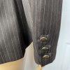 Sharagano Polyester Rayon Pant Suit Side 6 Brown Striped Notch Collar 2PC New