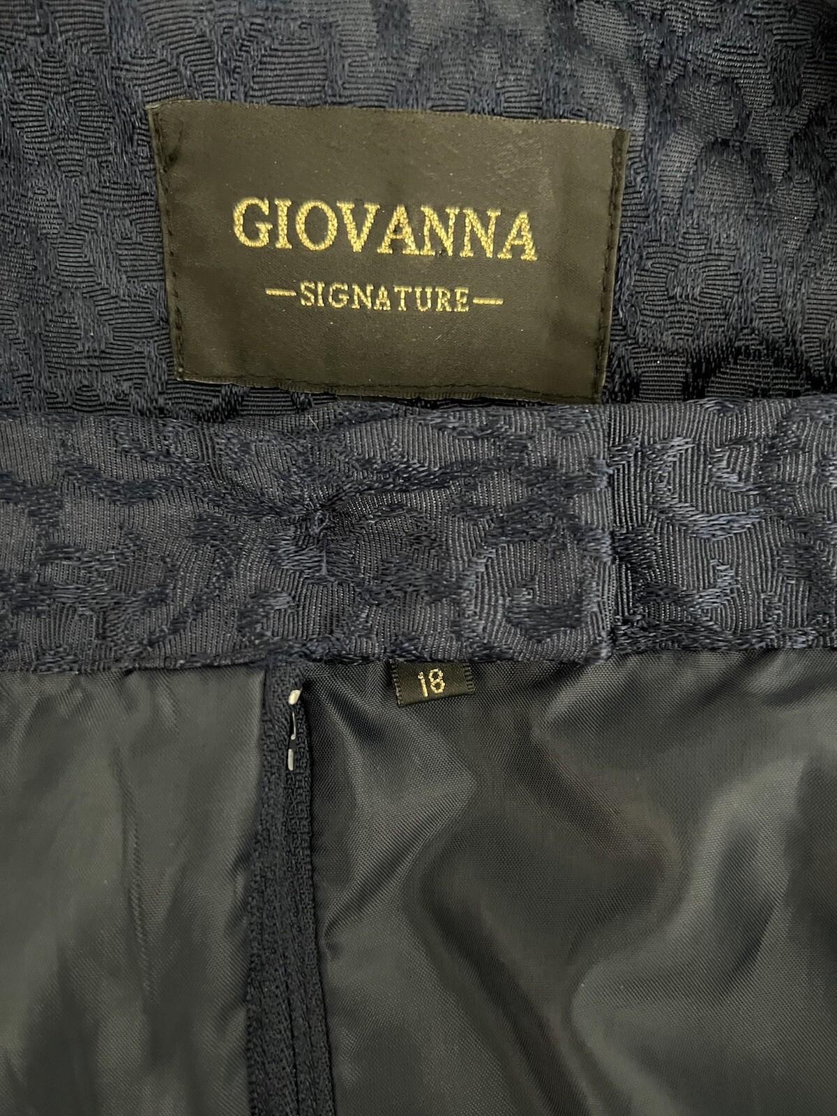 Giovanna Signature Polyester Skirt Suit Scarf Size 18 Blue White Ruffle 2PC