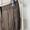 Sharagano Polyester Rayon Pant Suit Side 6 Brown Striped Notch Collar 2PC New