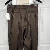 Sharagano Polyester Rayon Pant Suit Side 6 Brown Striped Notch Collar 2PC New