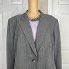 Tahari ASL Polyester Viscose Lycra Blazer Suit Top 22W Gray Striped Women 2PC