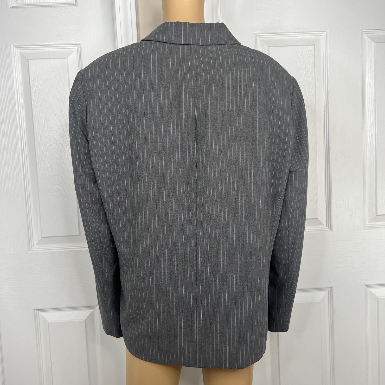 Tahari ASL Polyester Viscose Lycra Blazer Suit Top 22W Gray Striped Women 2PC