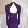 OLEG CASSINI BLACKTIE Beaded Purple Open Back Collarless Formal Dress Size 6