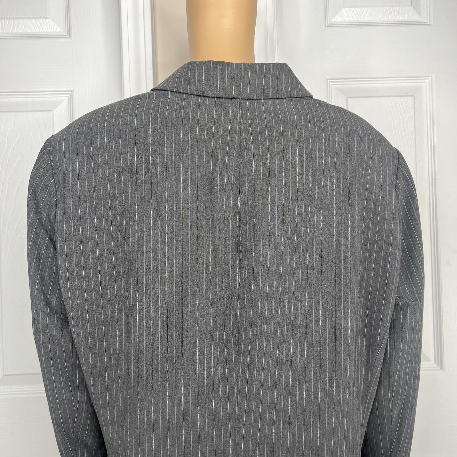 Tahari ASL Polyester Viscose Lycra Blazer Suit Top 22W Gray Striped Women 2PC