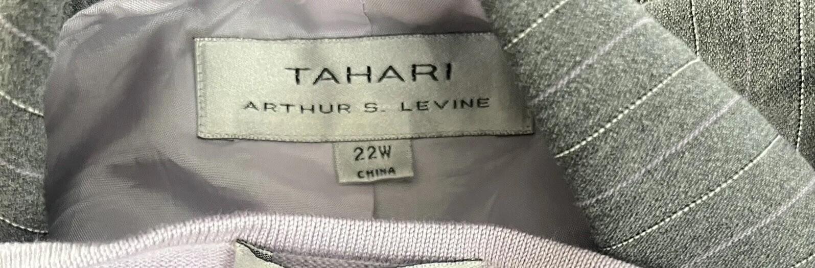 Tahari ASL Polyester Viscose Lycra Blazer Suit Top 22W Gray Striped Women 2PC
