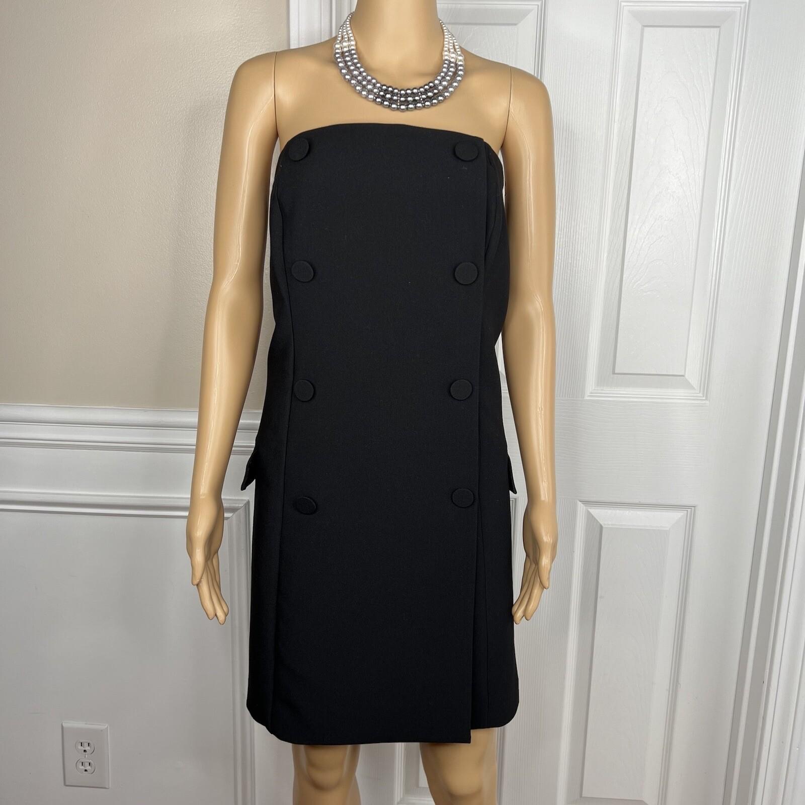 H&M Tuxedo Dress 2XL Black Bandeau Twill Sew In Wrapover Front Silicone Trim New
