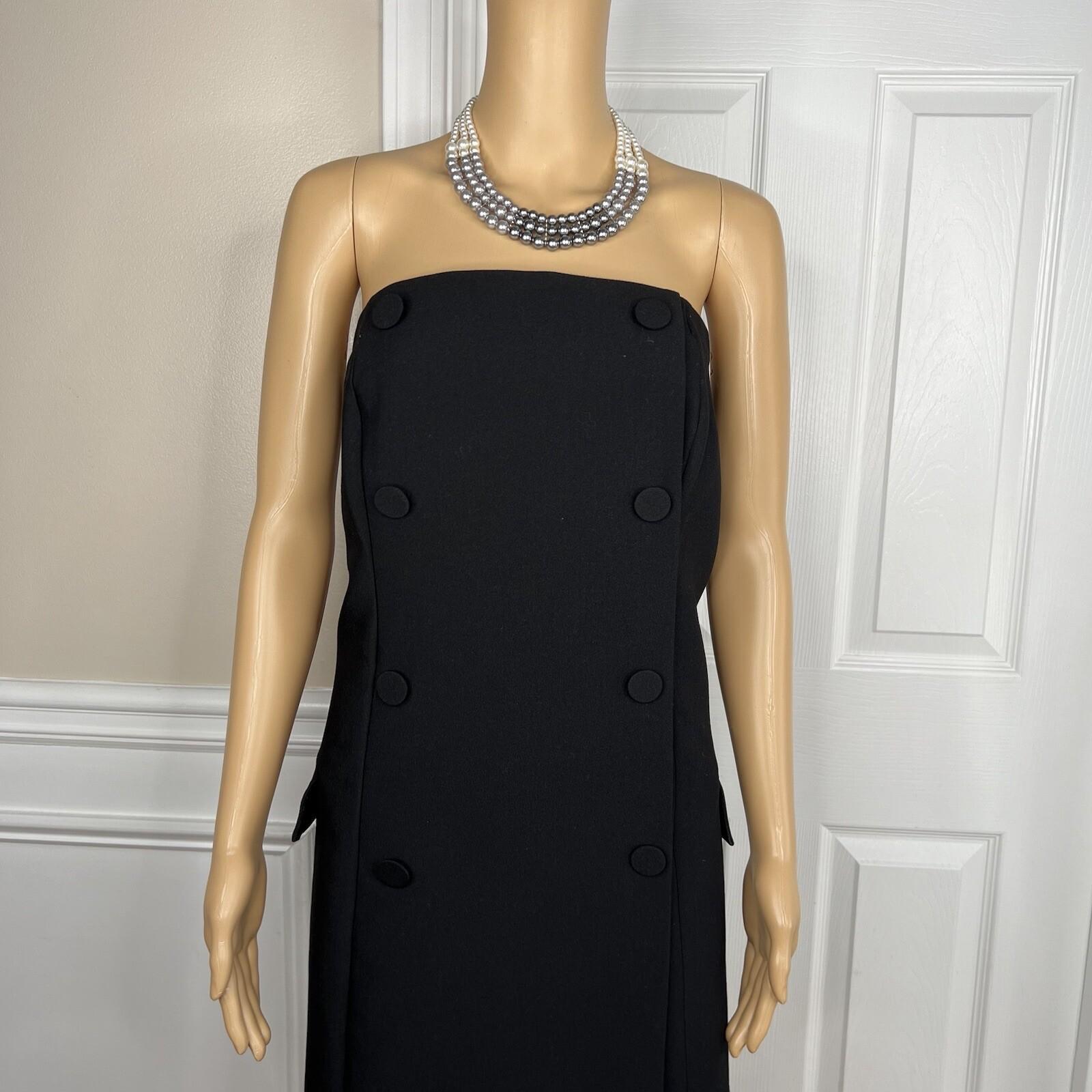 H&M Tuxedo Dress 2XL Black Bandeau Twill Sew In Wrapover Front Silicone Trim New