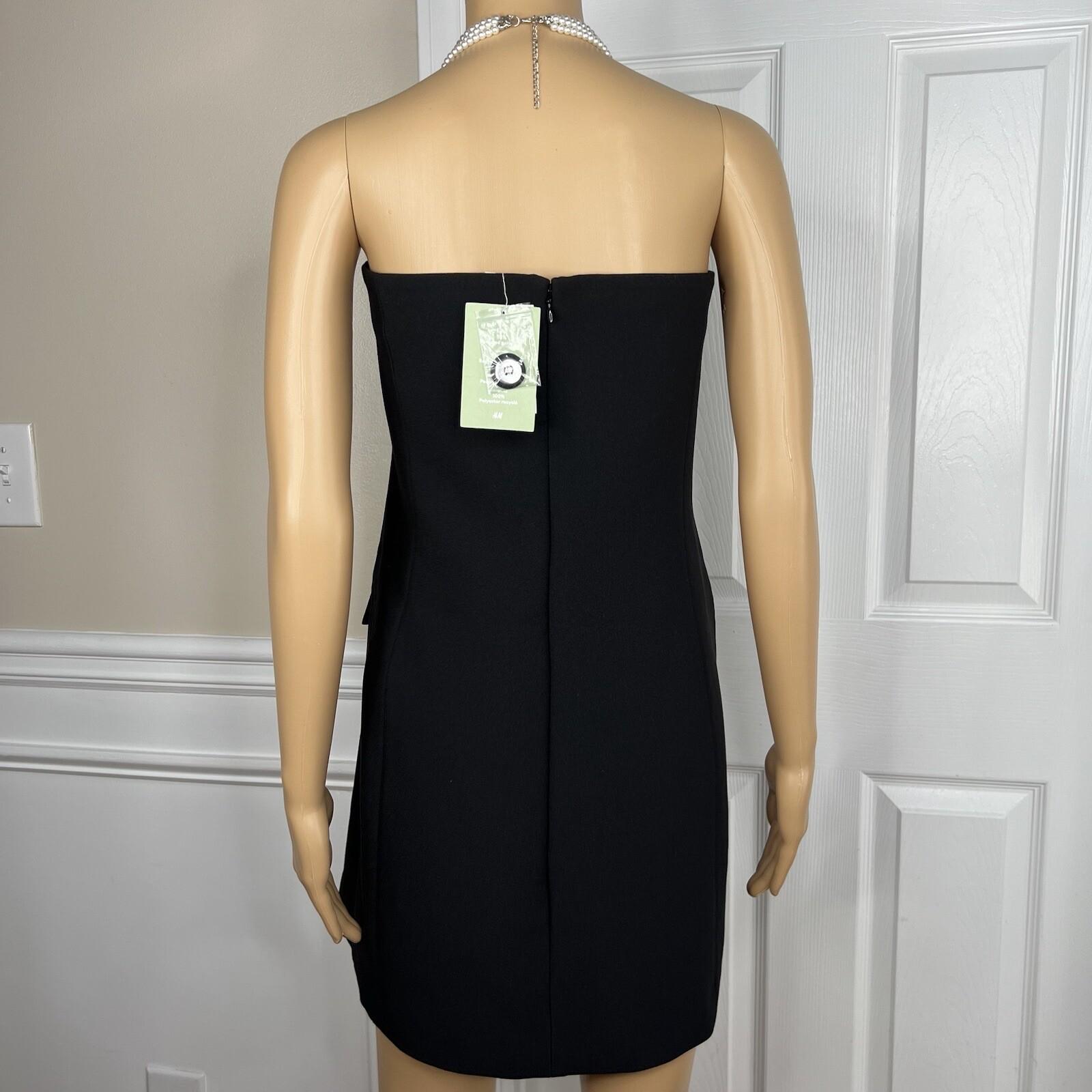 H&M Tuxedo Dress 2XL Black Bandeau Twill Sew In Wrapover Front Silicone Trim New