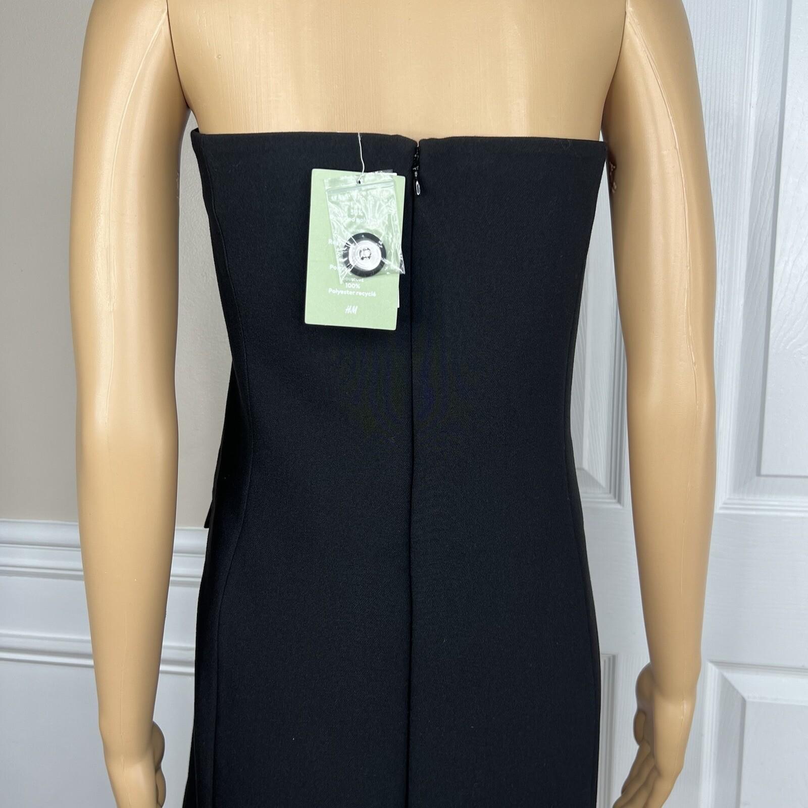 H&M Tuxedo Dress 2XL Black Bandeau Twill Sew In Wrapover Front Silicone Trim New
