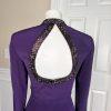 OLEG CASSINI BLACKTIE Beaded Purple Open Back Collarless Formal Dress Size 6