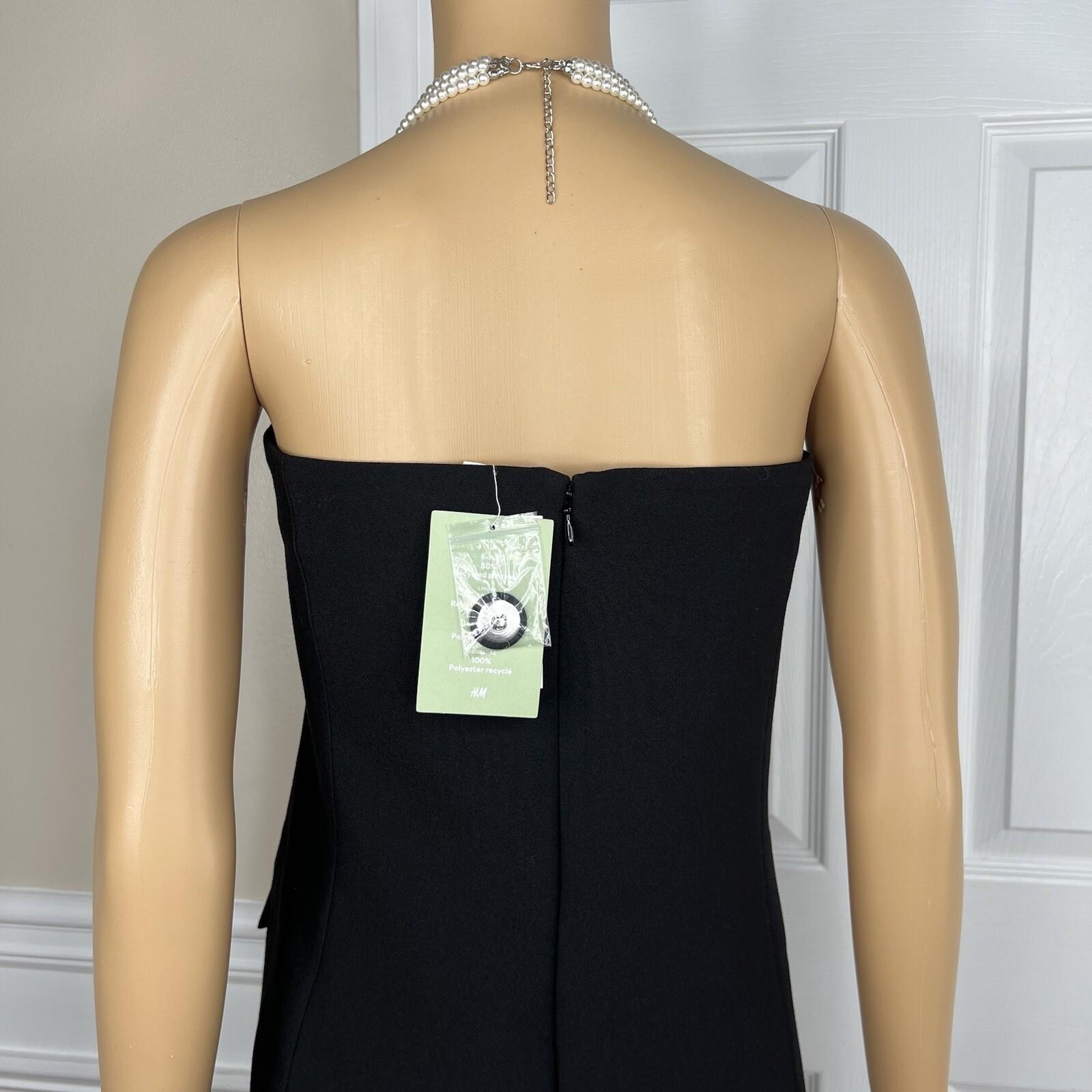 H&M Tuxedo Dress 2XL Black Bandeau Twill Sew In Wrapover Front Silicone Trim New