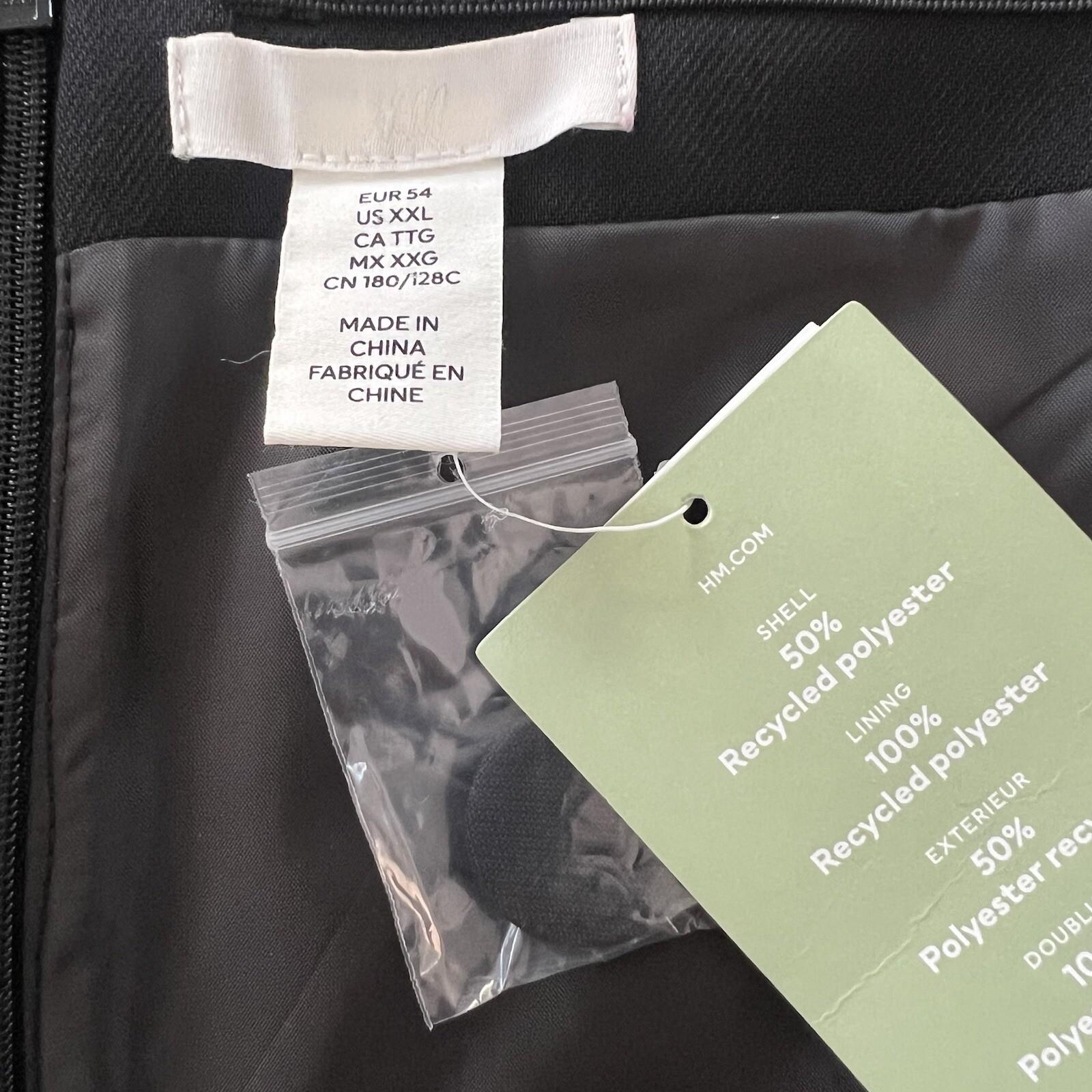 H&M Tuxedo Dress 2XL Black Bandeau Twill Sew In Wrapover Front Silicone Trim New