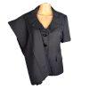 KASPER 2PC Black Polyester Short Sleeves Ruffle Collar Pant Suit Size 8P