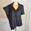 KASPER 2PC Black Polyester Short Sleeves Ruffle Collar Pant Suit Size 8P
