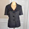 KASPER 2PC Black Polyester Short Sleeves Ruffle Collar Pant Suit Size 8P