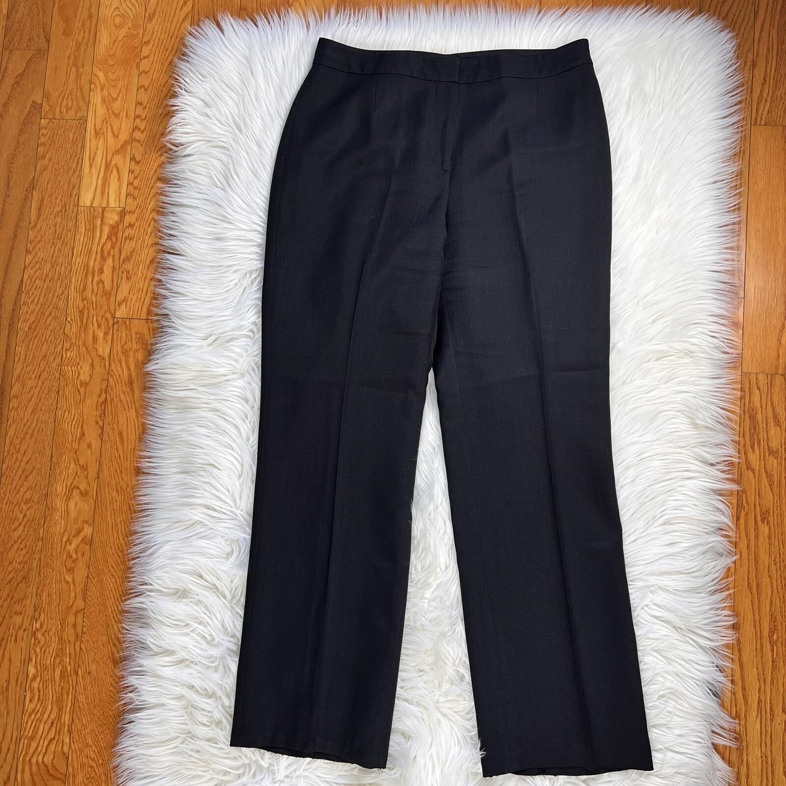 KASPER 2PC Black Polyester Short Sleeves Ruffle Collar Pant Suit Size 8P