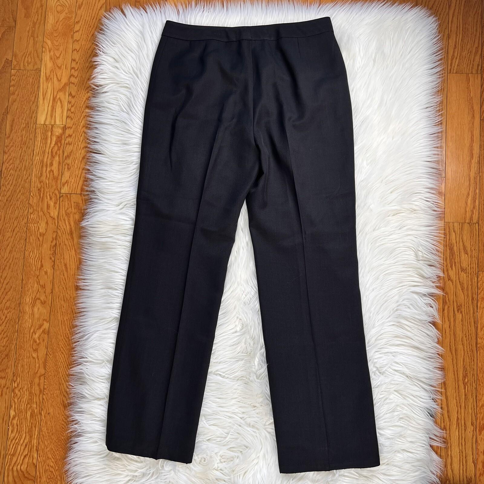 KASPER 2PC Black Polyester Short Sleeves Ruffle Collar Pant Suit Size 8P