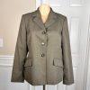 KASPER Women 2PC Dark Green Polyester Rayon Stretch Lined Pant Suit Size 8P