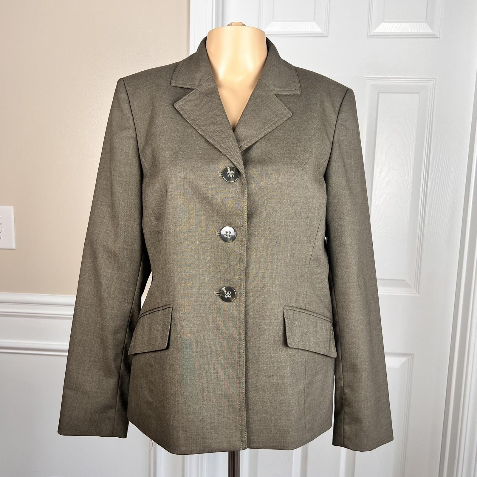 KASPER Women 2PC Dark Green Polyester Rayon Stretch Lined Pant Suit Size 8P