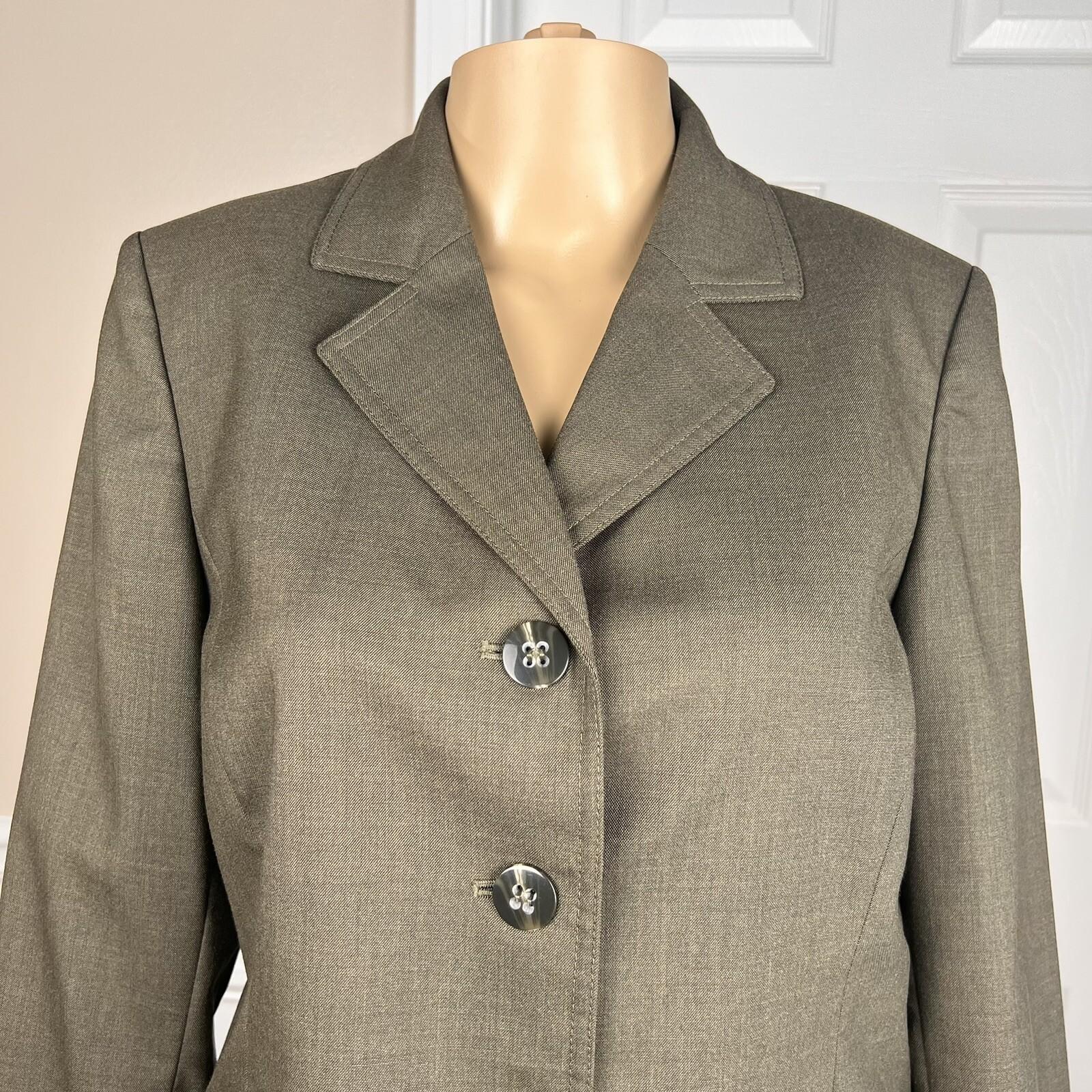 KASPER Women 2PC Dark Green Polyester Rayon Stretch Lined Pant Suit Size 8P
