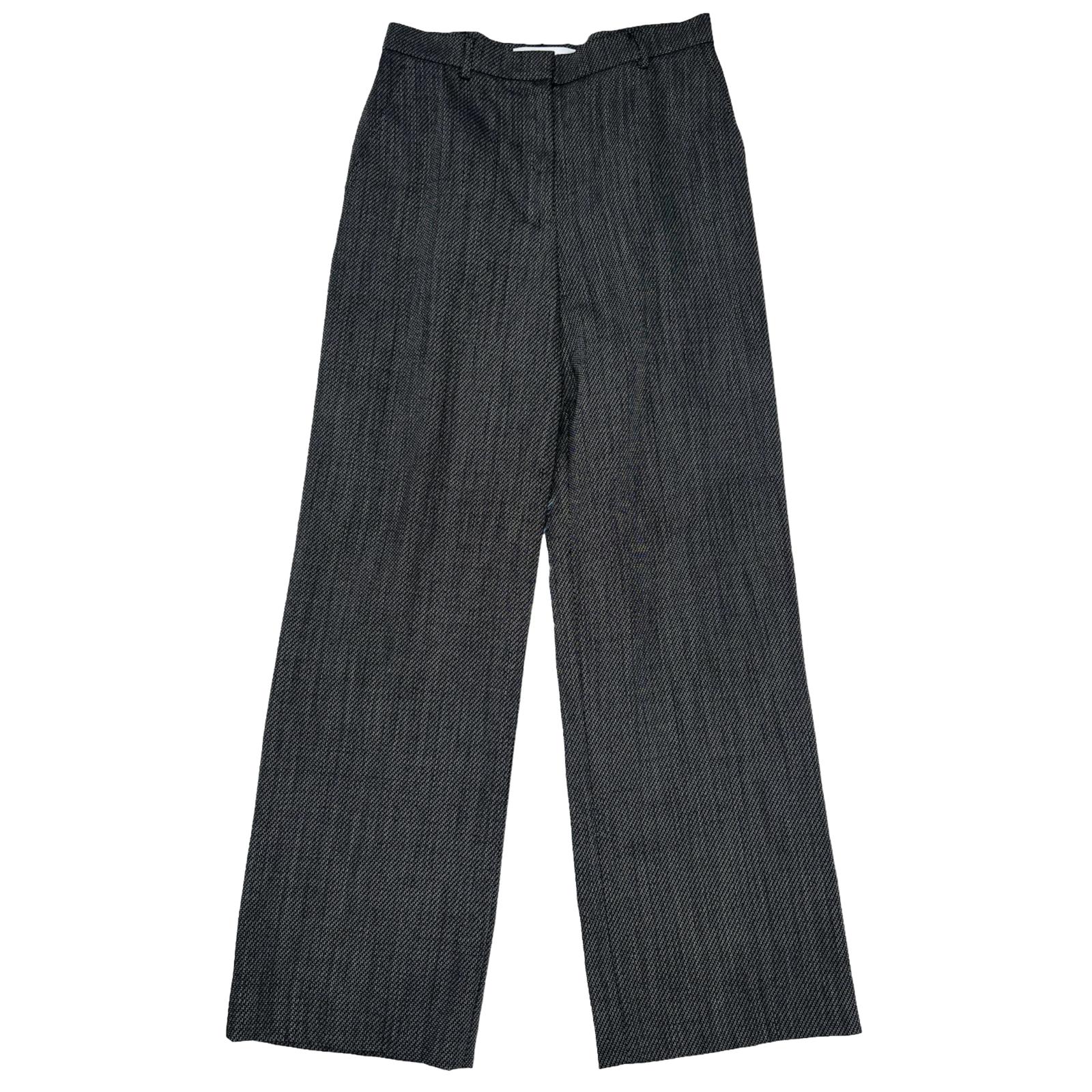 10-5999.jpg MAXMARA Women Black White Wool Polyamide Stretch Career Pant Size 6