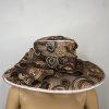 Vintage Mr. Hi's Classic Wide Brim Brown Church Tea Dress Hat Sequins Bow Beaded
