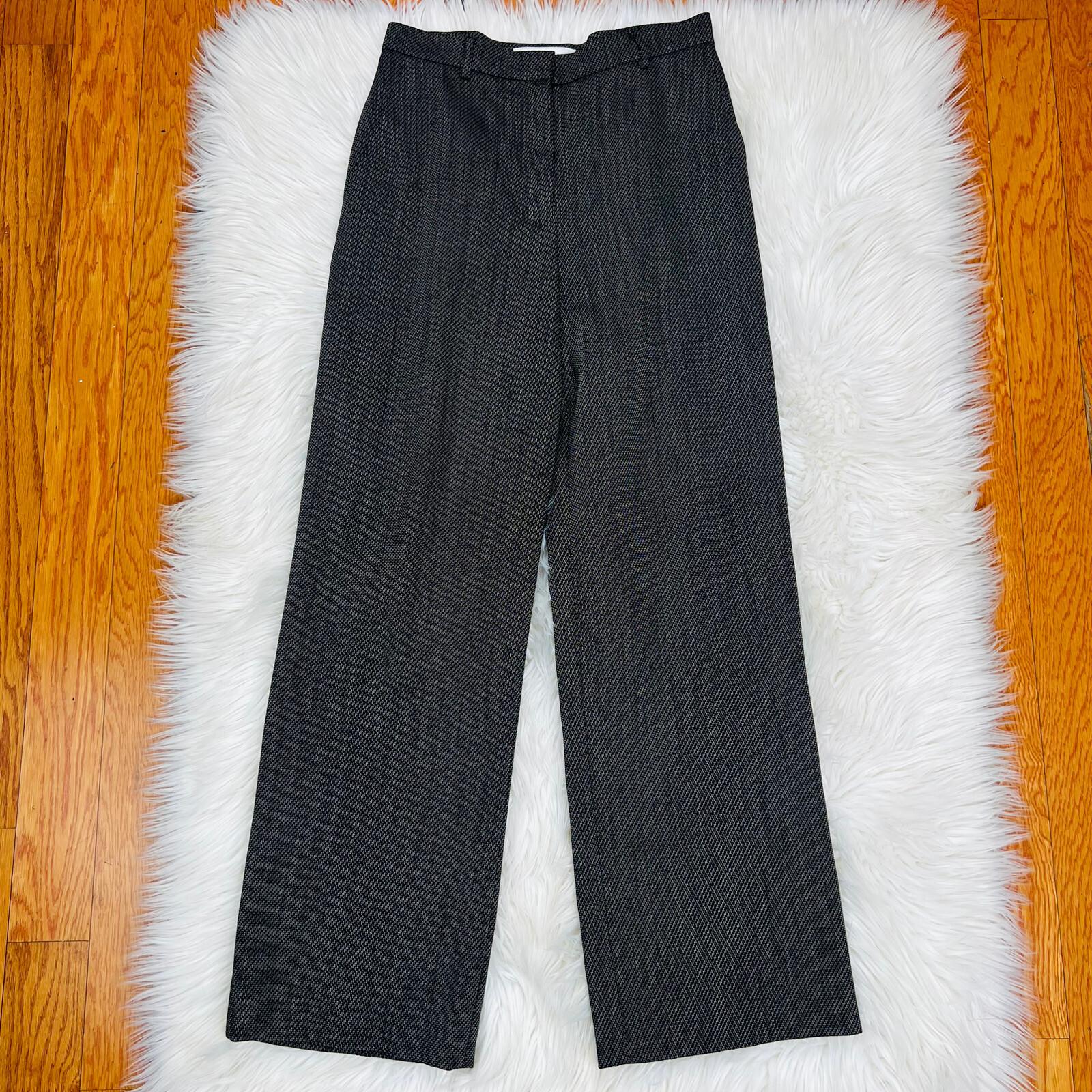 10-6000.jpg MAXMARA Women Black White Wool Polyamide Stretch Career Pant Size 6