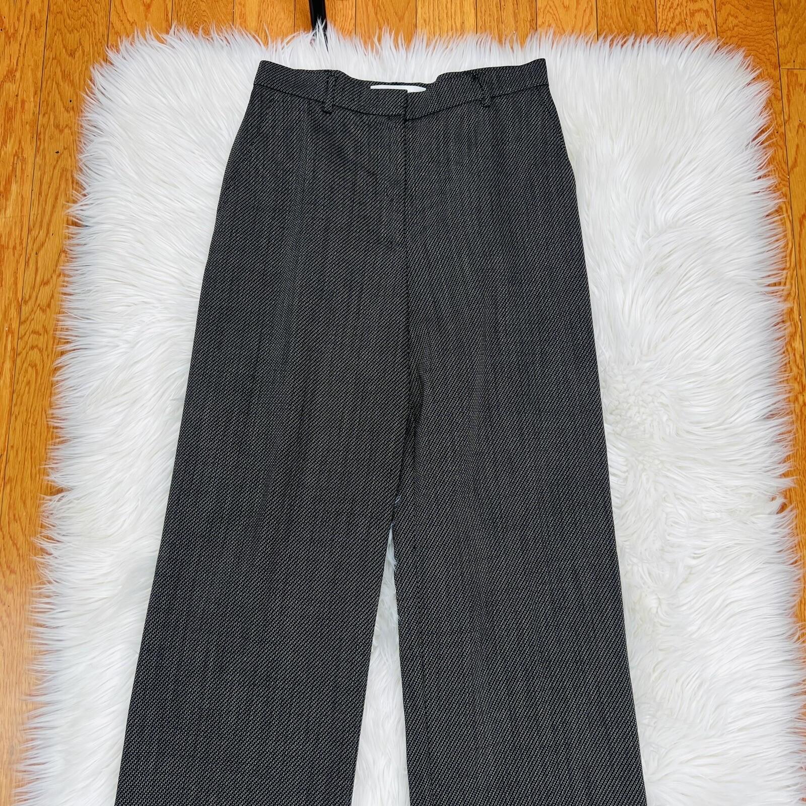 10-6001.jpg MAXMARA Women Black White Wool Polyamide Stretch Career Pant Size 6