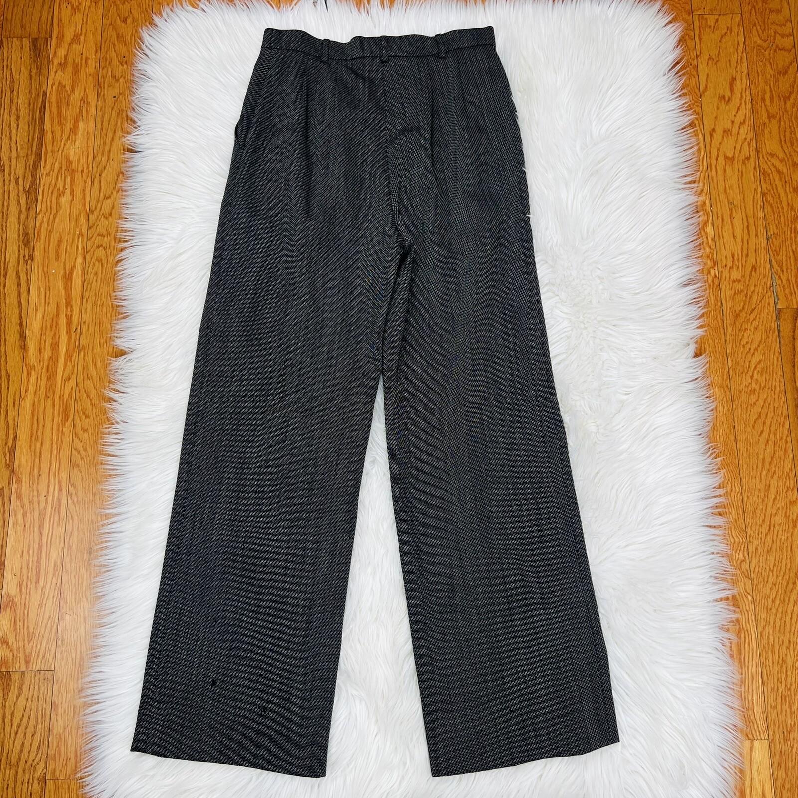 10-6003.jpg MAXMARA Women Black White Wool Polyamide Stretch Career Pant Size 6
