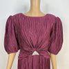 Vintage George F Couture Dress 16 Purple Accordion Pleats Puff Sleeve Gown
