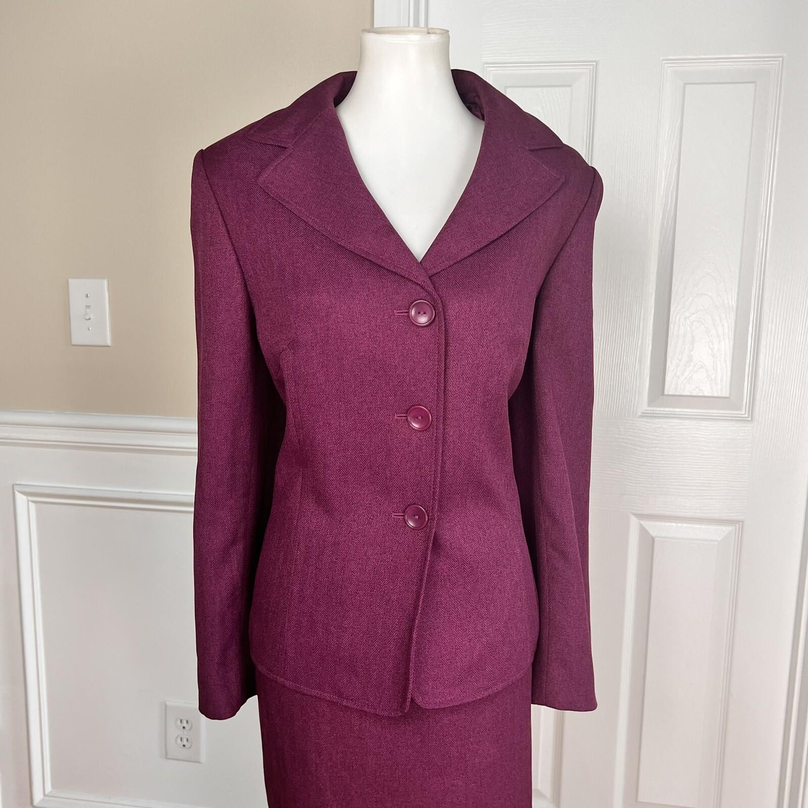 Suit Studio Polyester Suit Skirt Size 18 Burgundy 2 Piece Notch Collar Lined Set