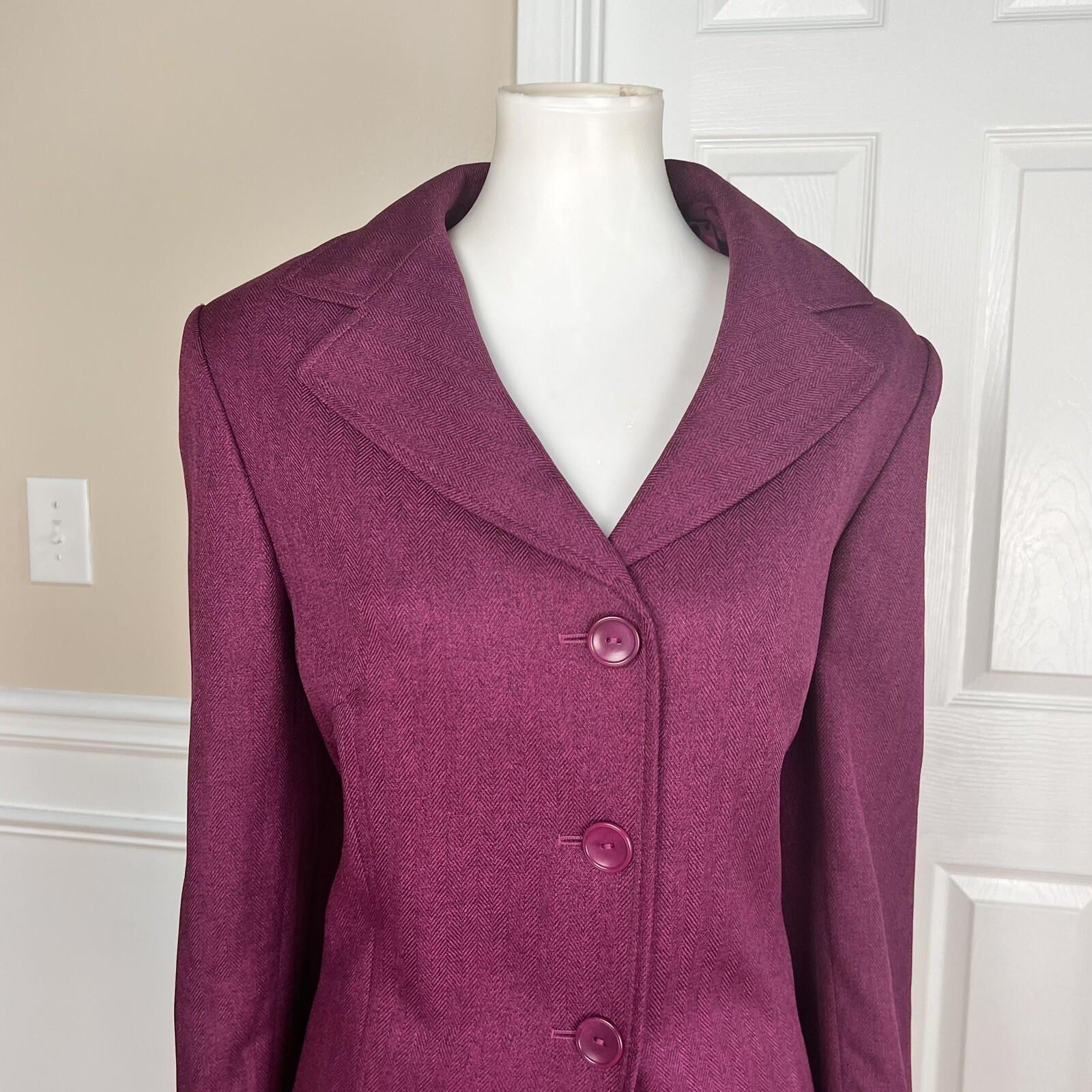 Suit Studio Polyester Suit Skirt Size 18 Burgundy 2 Piece Notch Collar Lined Set