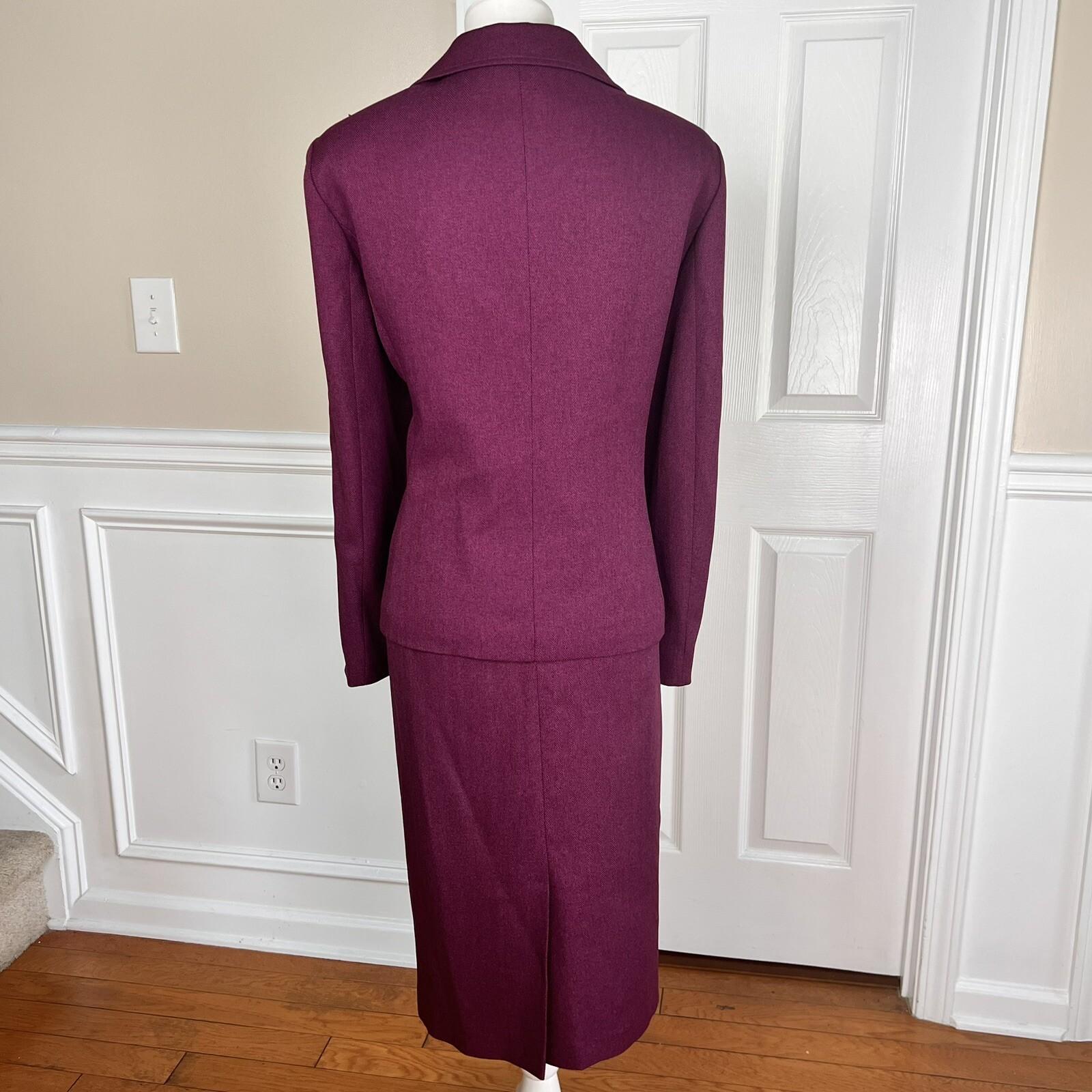Suit Studio Polyester Suit Skirt Size 18 Burgundy 2 Piece Notch Collar Lined Set