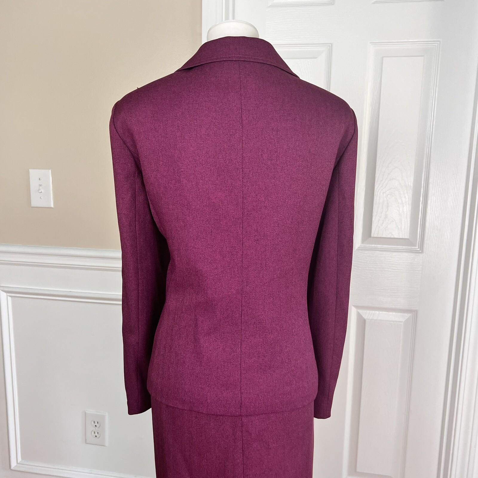 Suit Studio Polyester Suit Skirt Size 18 Burgundy 2 Piece Notch Collar Lined Set