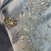 EY Boutique Asymmetrical Embroidered Blazer Suit 12 Light Blue Beaded 1PC New