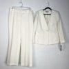 Tahari ASL Polyester Pant Suit Size 16 Off White Collarless One Button 2PC New