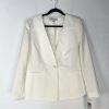 Tahari ASL Polyester Pant Suit Size 16 Off White Collarless One Button 2PC New