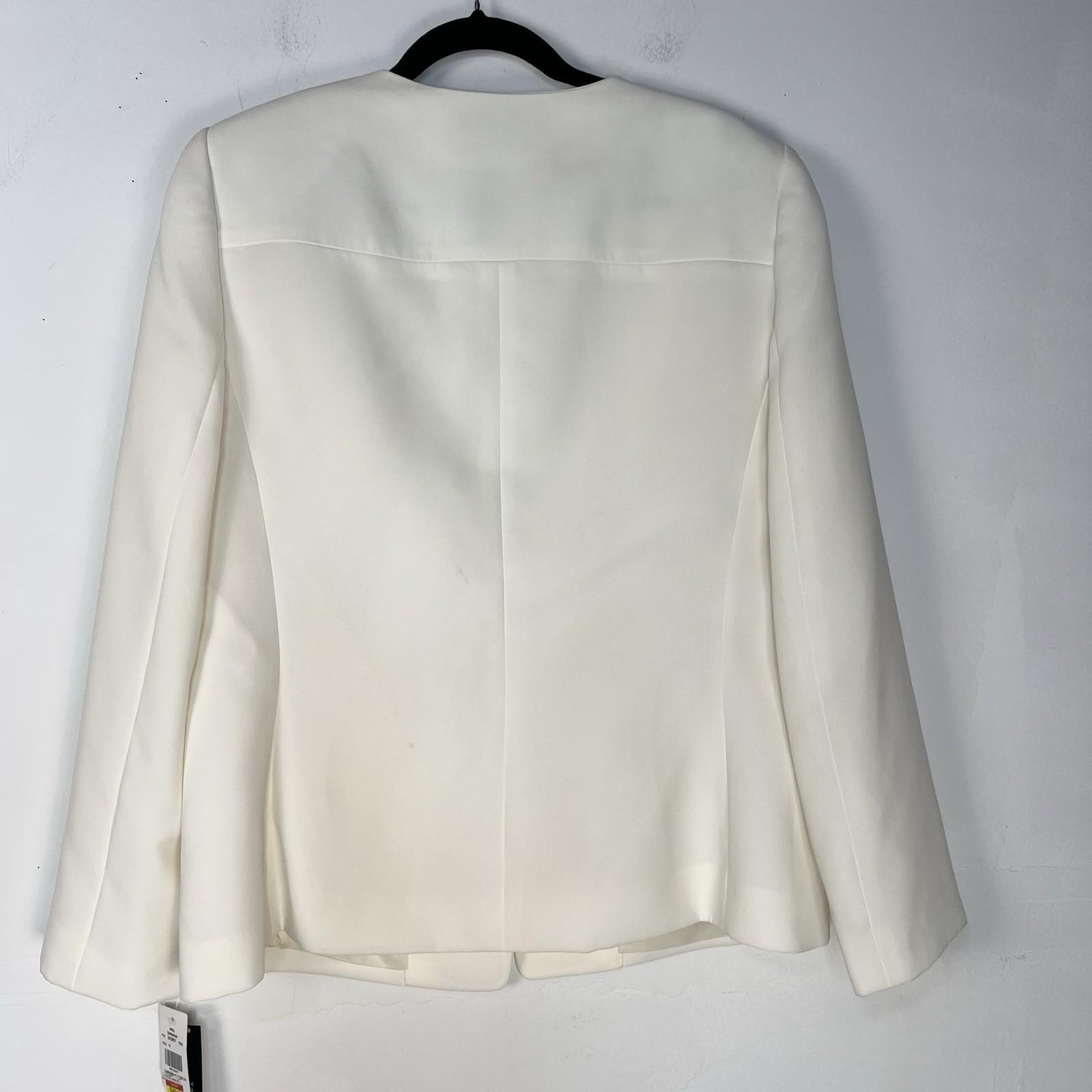 Tahari ASL Polyester Pant Suit Size 16 Off White Collarless One Button 2PC New