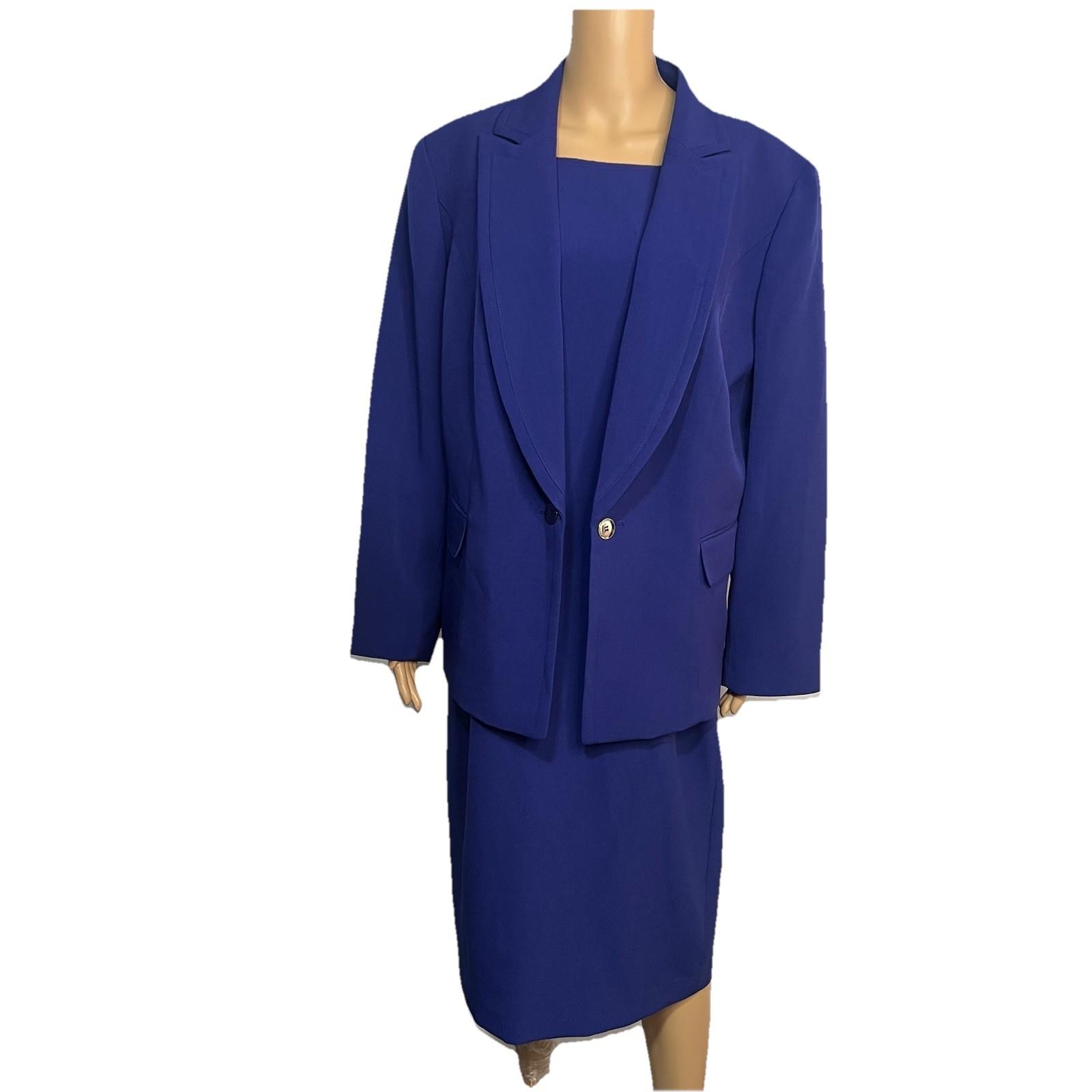 10-6067.jpg Kasper Women Polyester Stretch Dress Suit 20W Purple Open Front 2PC Timeless