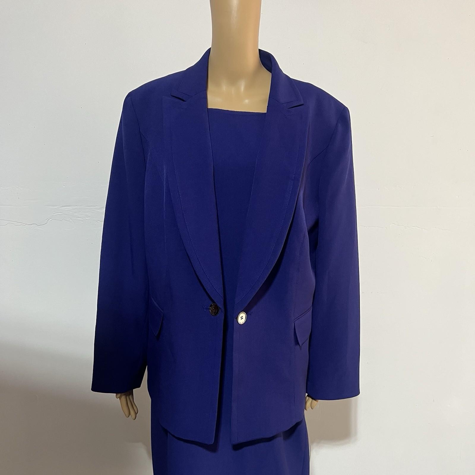 10-6069.jpg Kasper Women Polyester Stretch Dress Suit 20W Purple Open Front 2PC Timeless