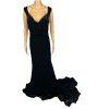10-607.jpg Faeriesty Velvet Off Shoulder 2XL Stretch Black Ball Gown Mermaid Cascading Glam